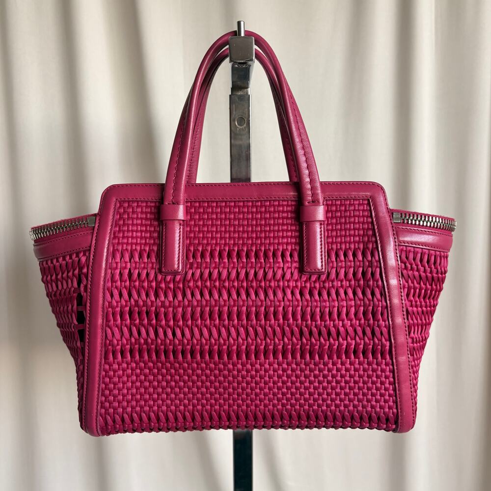 Salvatore Ferragamo Verve Pink Woven Satin Tote - Picture 2 of 16